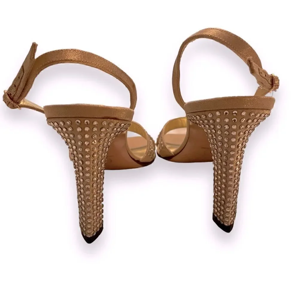 St. John Satin Crystal Slingback Heels
